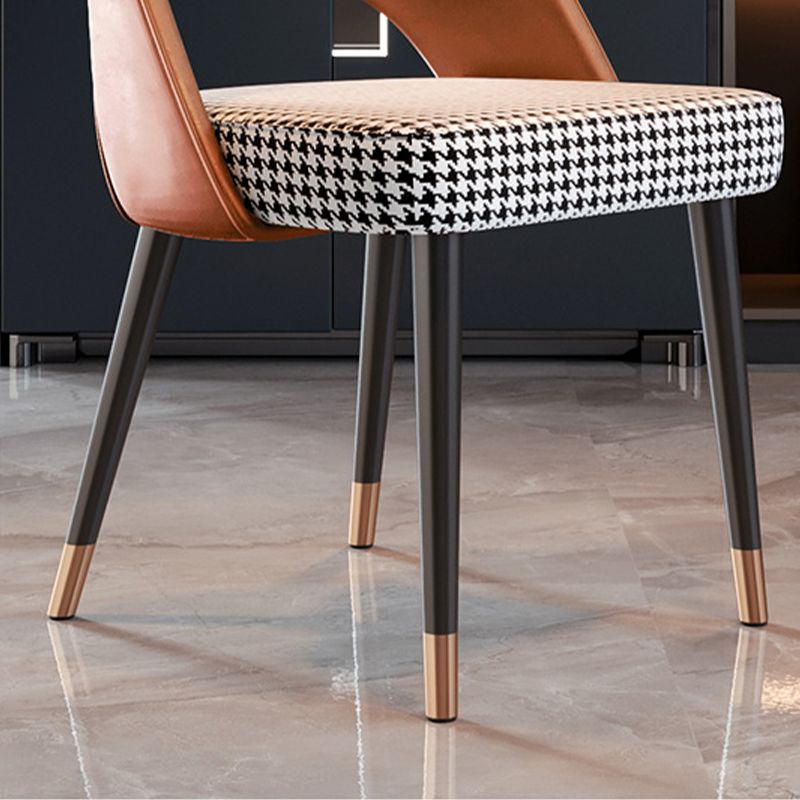 Glam Armless Dining Side Chair Black Metal Legs Open Back Dining Chairs