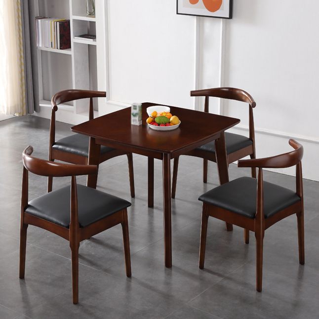 Square Holzfarbe Esstisch Industrial Solid Gummiwood 4 Beintisch für Esszimmer