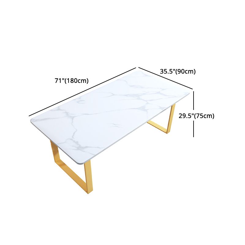 Modern Iron Dinette Set 1/2/5/7 Pieces White Rectangle Sintered Stone Top Dining Table Set