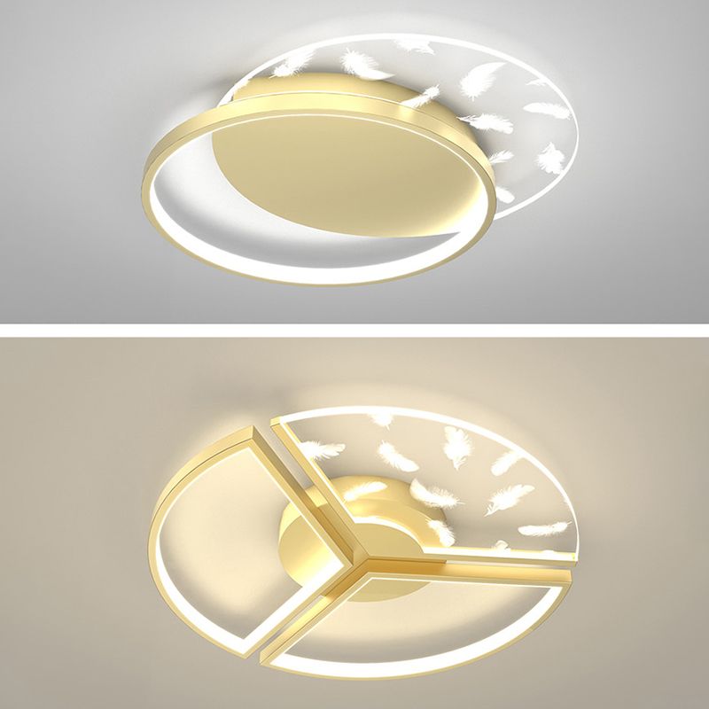 Moderne modische Feder -LED -Decken Deckenleuchte schmiedeeisen Innenhalterung mit Acrylschatten