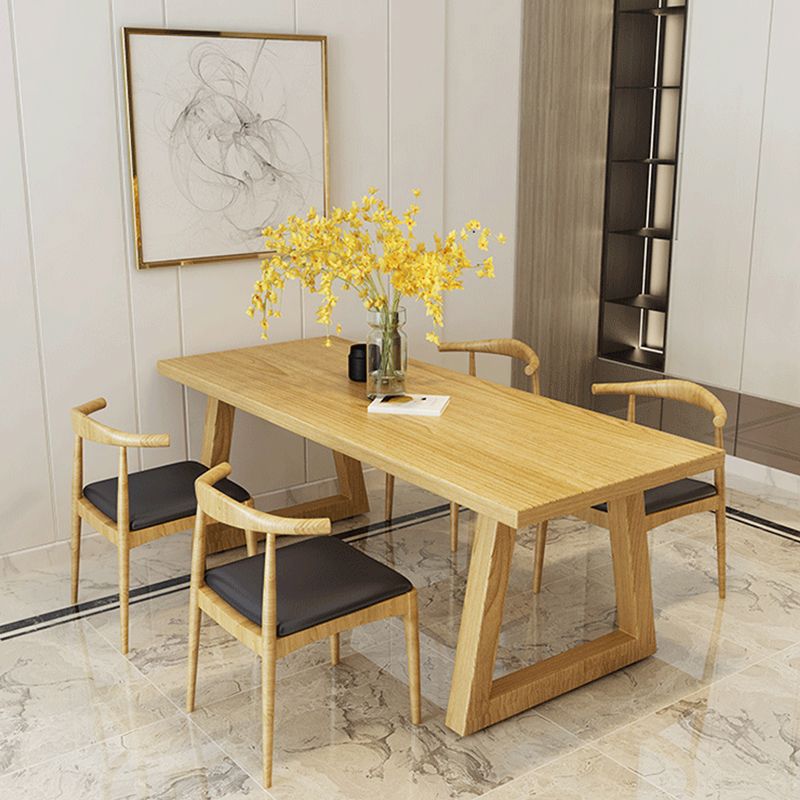 Contemporary 1/2/5 Pieces Furniture Rectangle Solid Wood Dining Table Set in Natural