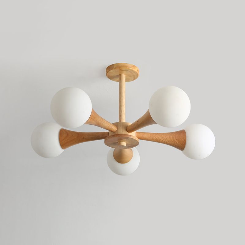 Nordic Sputnik Ceiling Chandelier Wooden Dining Room Suspension Light