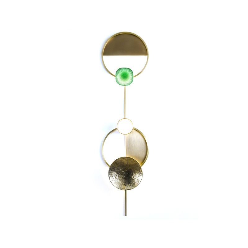 Minimalist Orbit Wall Sconce Lamp 10"/12.5"/17" Wide Metallic Wall Light Fixture in Brass, White Light