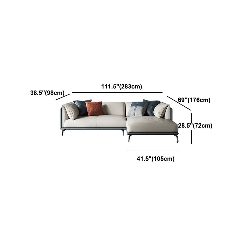 30.7" H Modern Cushions Sofa Genuine Leather Pillow Top Arm Sofa & Chaise