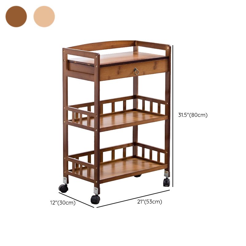Modern Wooden Prep Table Open Shelves Rectangular Kitchen Trolley