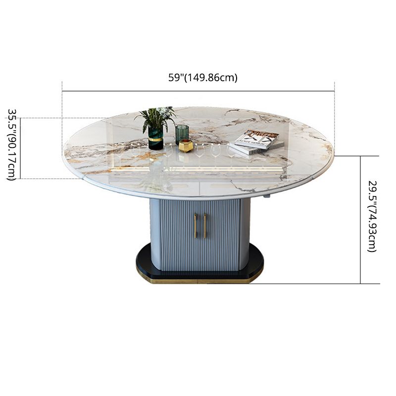 Contemporary Sintered Stone Dining Room Set Foldable Standard Height Formal Dining Table Furniture