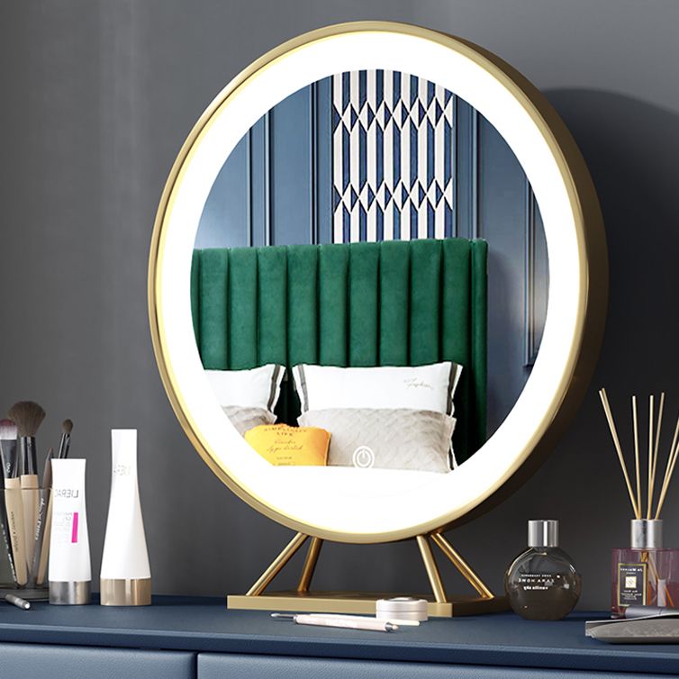 Glam Make-up Vanity Blue Leather Mirror Bedroom Makeup Vanity Set