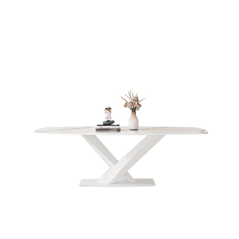 Modern Pedestal Dining Table Rectangle Stone Dining Table for Dining Room