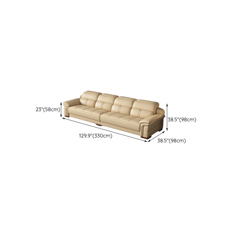 38"H Contemporary Sectional Sofa Beige Leather Tufted Sectional