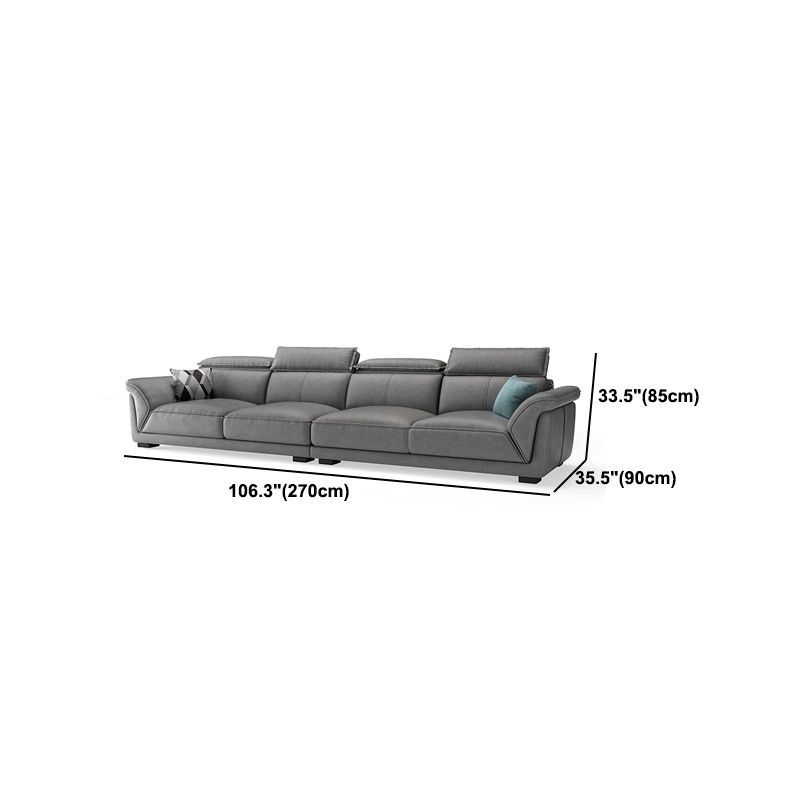 Gray Faux Leather Sofa & Chaise Modern Biscuit Back Sofa - 33.46" H