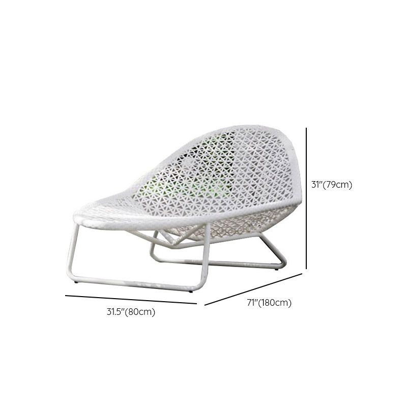 Tropical Metal Frame Patio Daybed in White 31.5" Wide Outdoor Sofa with Cushion