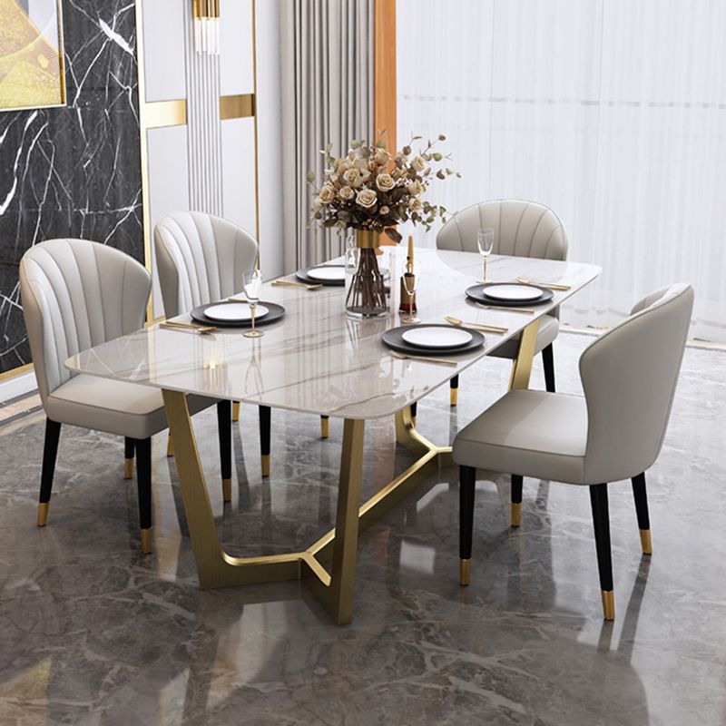 Glam Sintered Stone Dining Set Rectangle 1/4/5/6/7 Pieces Dining Set for Dining Areas