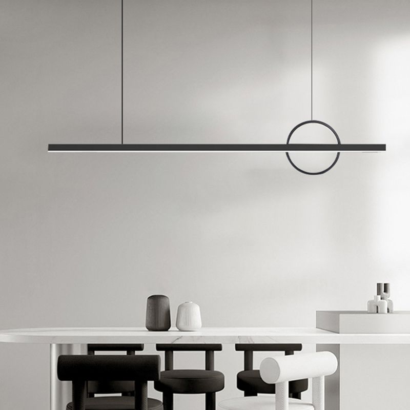 Minimalism Hanging Light Metal Island Light Fixture in Black for Dining Room