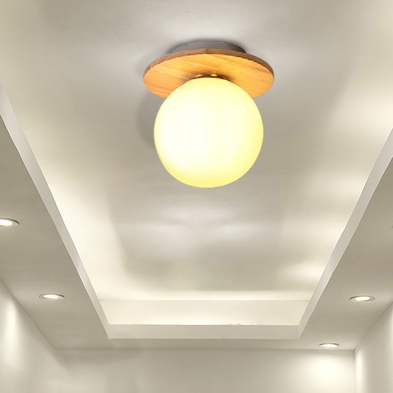 Opal Glass Global Plafonnier encastré moderne à 1 lumière avec auvent gris/blanc/vert/bois