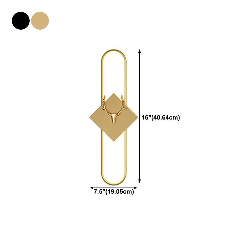 Oval Shape Metal Wall Light Modern Style 1 Light Wall Lighting Idea