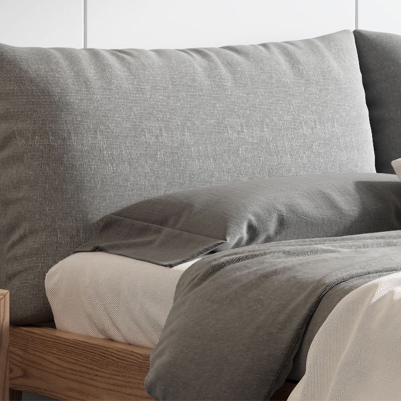 Wood Low Profile Upholstered Bed Nordic 35.43-Inch H Bed Frame with Headboard