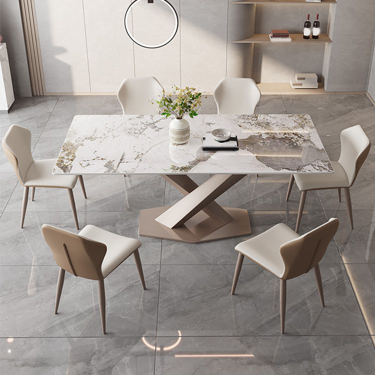 Glam Dinette Set for Dining Room 1/2/5/7 Pcs Glossy White Dining Table Set