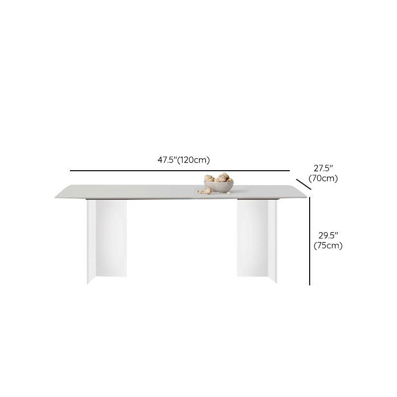 Modern Stone Rectangle Dining Table Double Pedestal Table for Dining Room