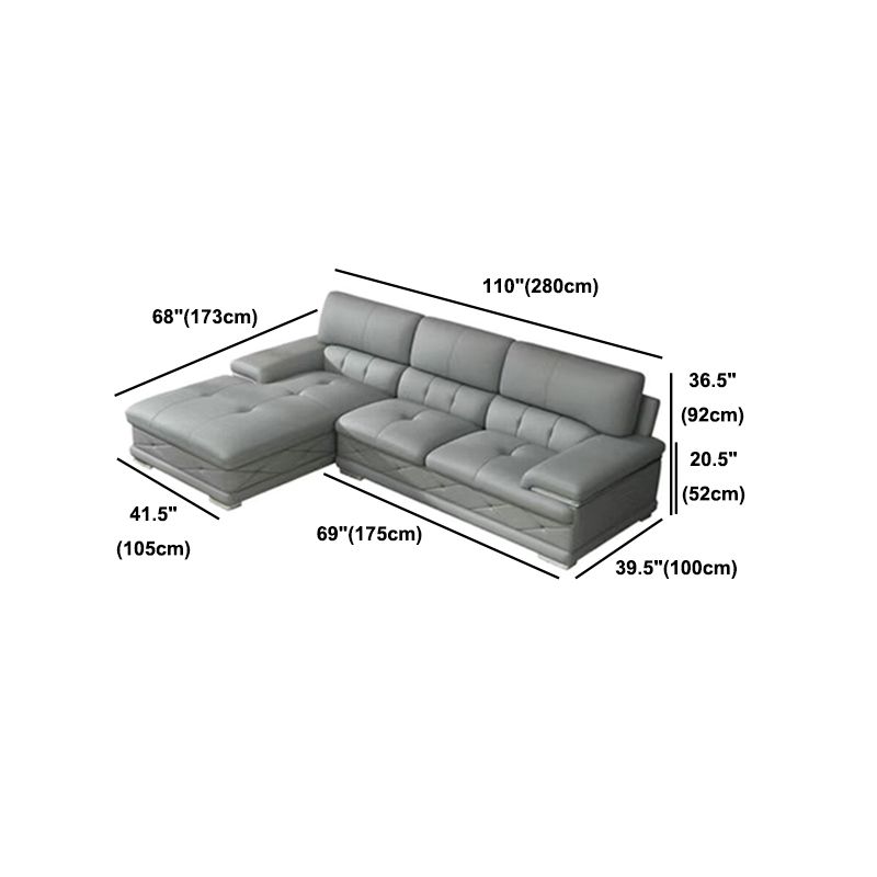Genuine Leather Sofa & Chaise Modern Tufted Pillow Top Arm Sofa