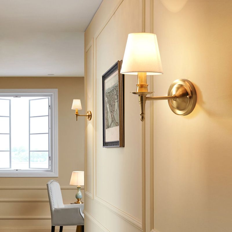 American Style Copper Wall Light Cylinder Shape Wall Lamp for Bedroom