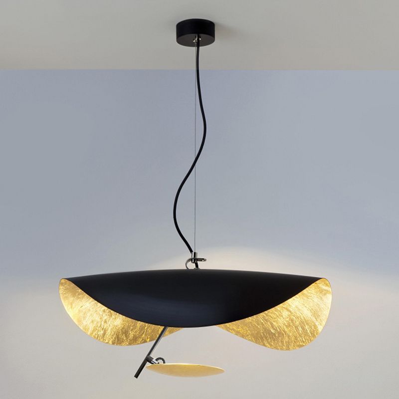 Zwarte hoed Iron Down Lighting Pendant eigentijds 1-licht plafondlicht voor eetkamer