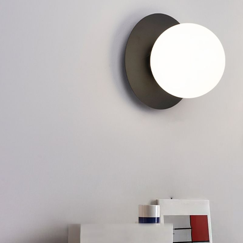 1-Light Wall Mount Light Spherical with Glass Shade for Living Room
