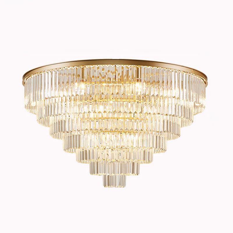 Conical Metal LED Ceiling Light in Modern Luxury Style Crystal Flush Mount for Dining Room