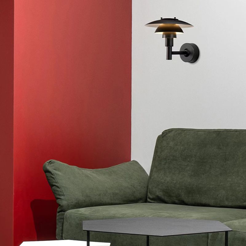 Matte Black Wall Lamp Industrial Aluminum 1 - Light Wall Armed Sconce