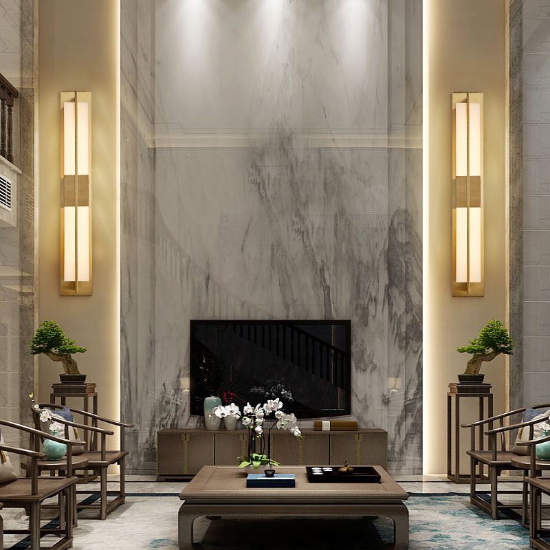 Gold Metal Modern Wall Sconce Rectangular Wall Mounted Light for Living Room