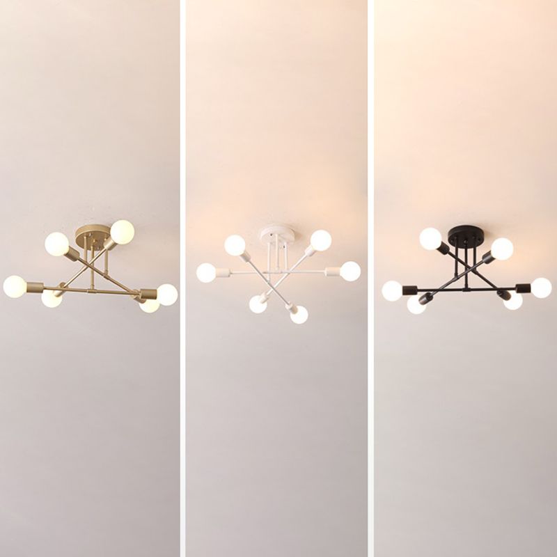 Attacco semifulto a 6 luci in ferro battuto in stile industriale Sputnik Metal Aitura del soggiorno per soggiorno