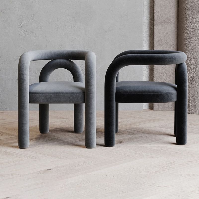 Contemporary Style Dining Chairs Velvet Open Back Arm Chair for Home