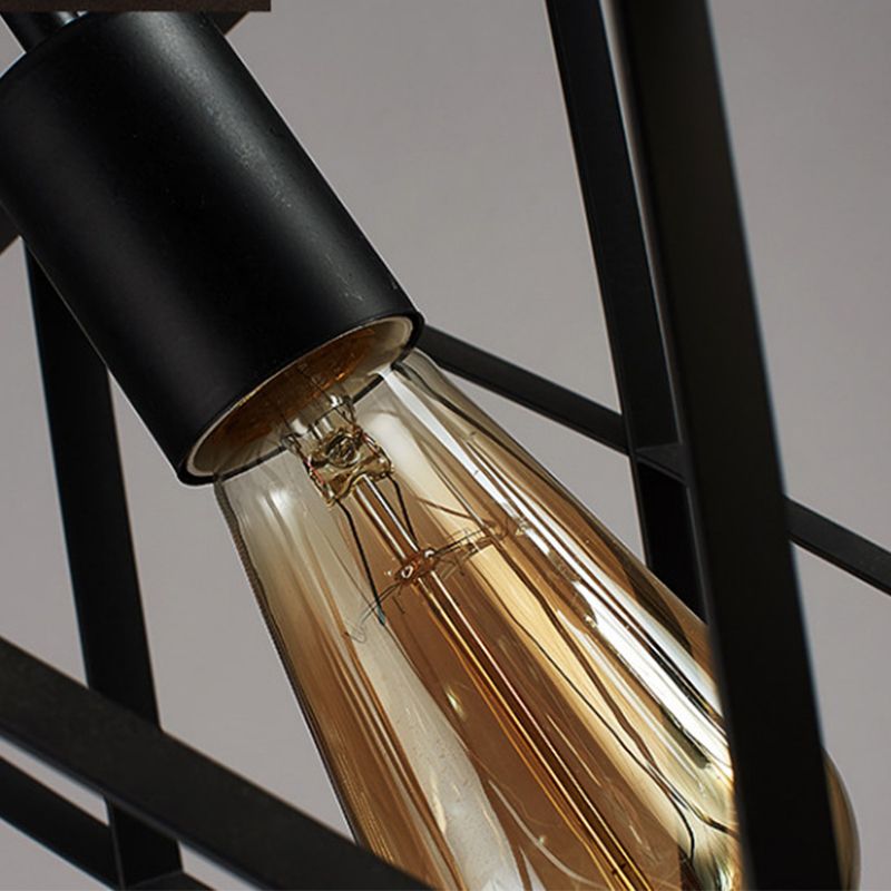 Rectangle Pendant Lighting Industrial Metal Pendant Light Kit in Black