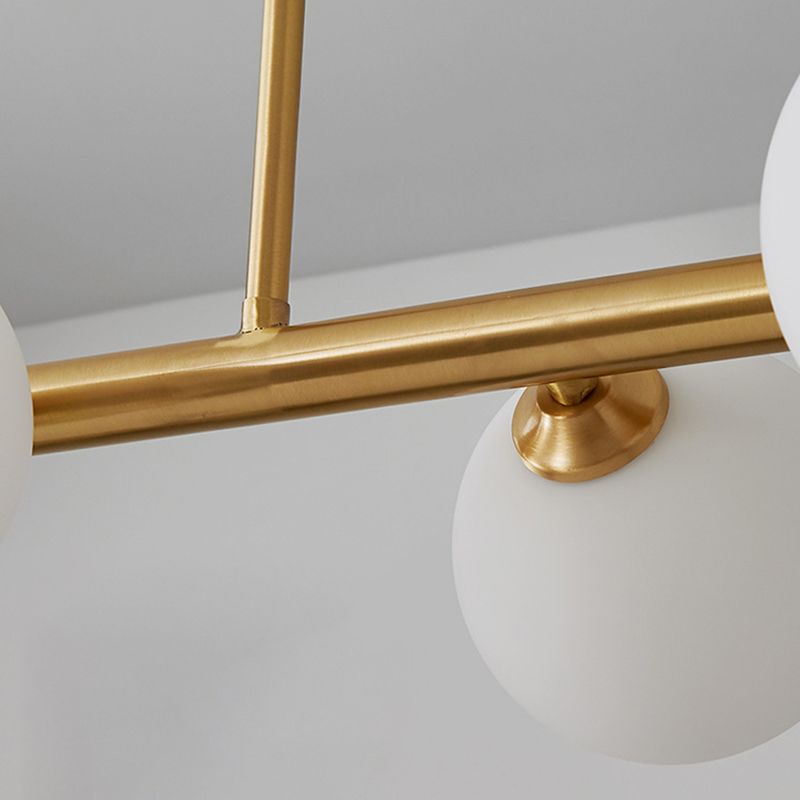 Glass Brass Island Light in Modern Creative Style Copper Globe Pendant Light for Dining Room