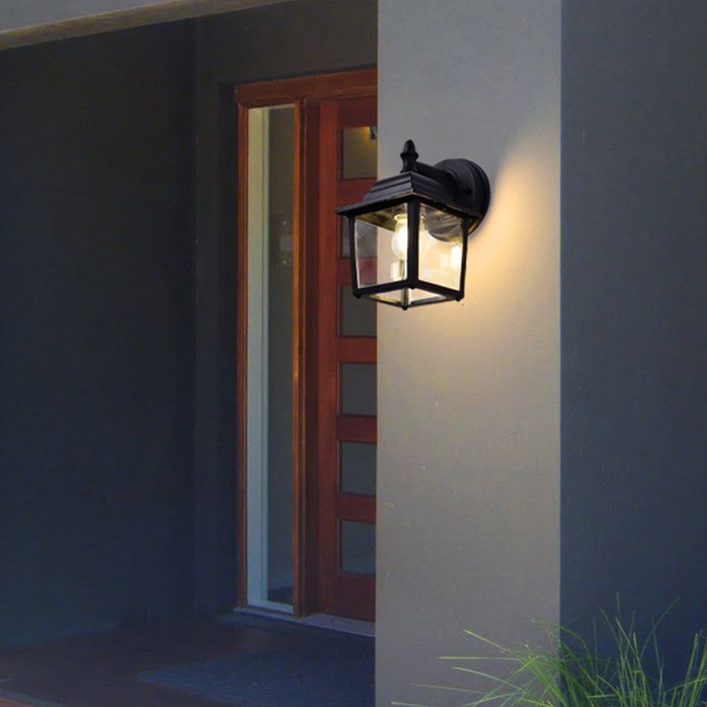 Schwarze quadratische Wandbeleuchtung minimalistische Glas Außenwandleuchten Beleuchtung