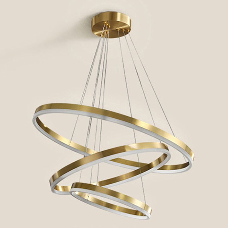 Moderne ring kroonluchter acryl hanger plafondlampen met verstelbaar hangsnoer voor woonkamer