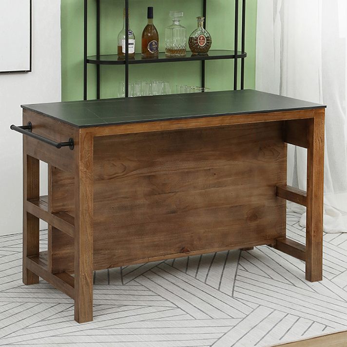 Traditional Stationary Kitchen Island Set Wood Rectangular Kitchen Island Set for Home Use