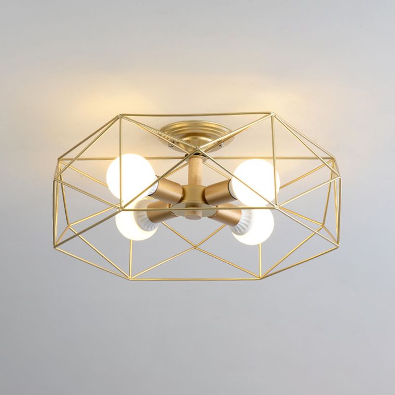 Simple Ceiling Lamp Metal Ceiling Mount Light with Metal Shade for Living Room