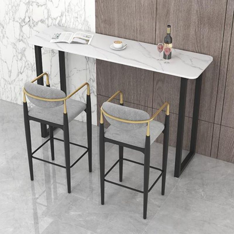 Rectangle Sintered Stone Bar Table Sled Base Dining Table in White