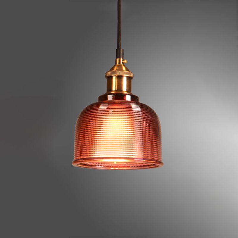 Lattice Glass Bowl Suspension Pendant Loft Style Single-Bulb Bar Ceiling Light in Brass