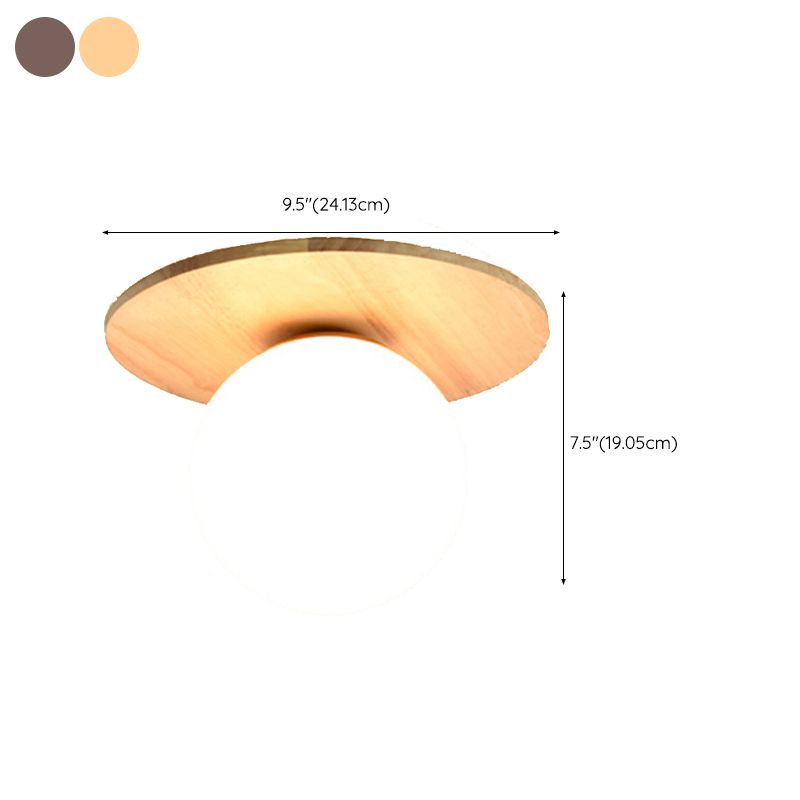 Modern Simple Wooden Ceiling Lamp Ball Shape Shade Ceiling Light for Living Room
