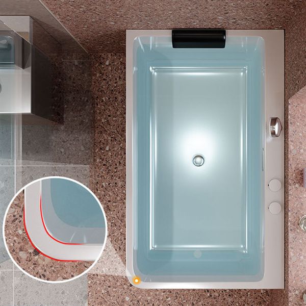 Bathroom Rectangular Bathtub White Acrylic Back to Wall Soaking Tub