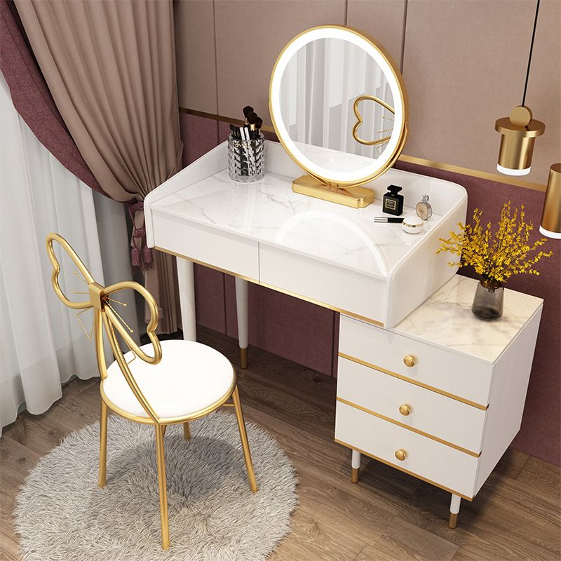Glam Vanity Table Stone Top 15.75" W Makeup Desk with Drawers