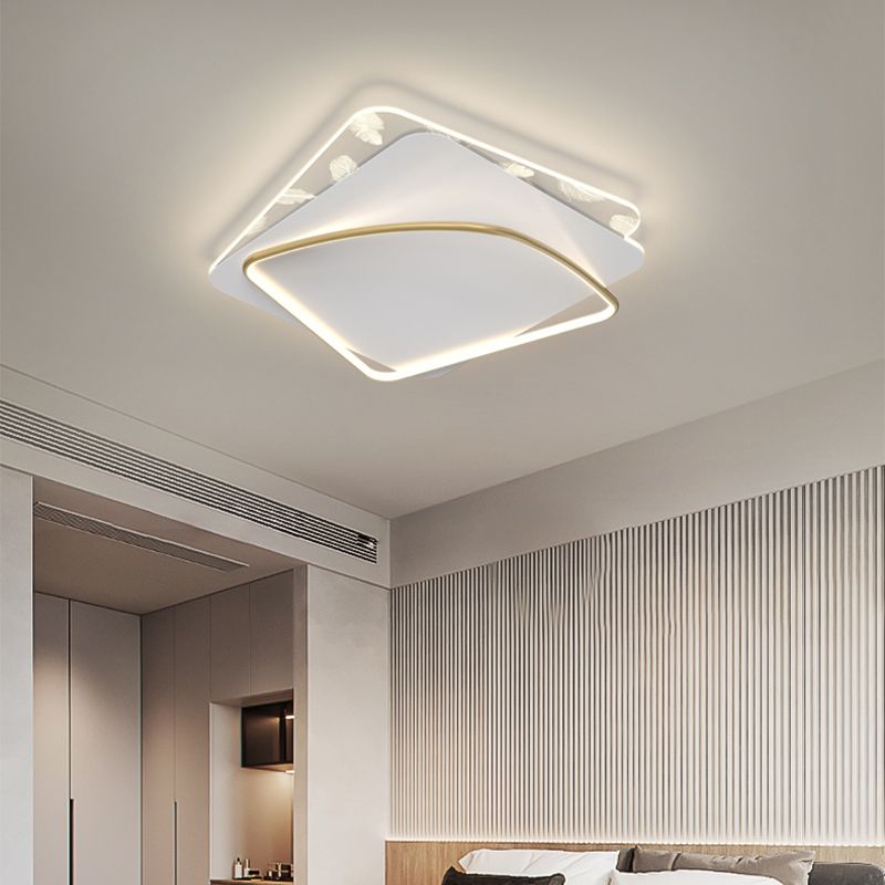 Contemporary Style Aluminum LED Flush Light Fixture Feather Ceiling Flush Mount for Bedroom