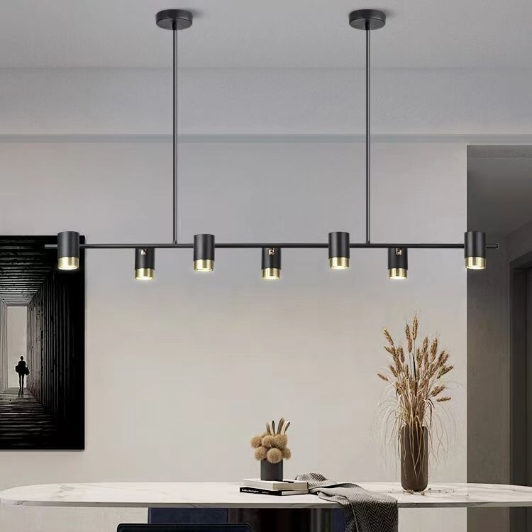 Contemporary Style Cylinder Island Lighting Ideas Metal Island Light Fixtures in Black