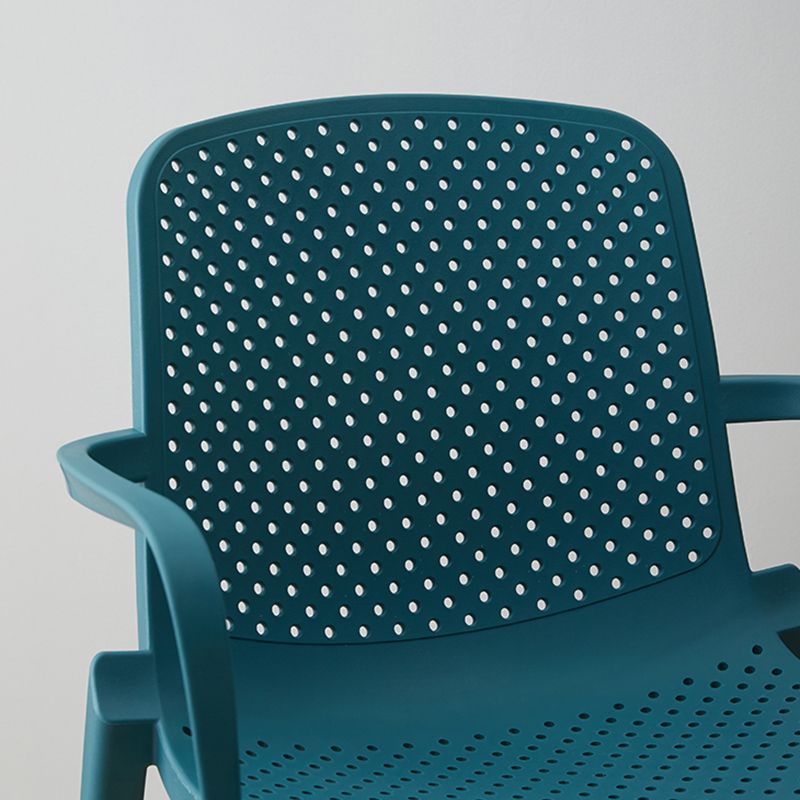 Plastic Contemporary Kitchen Dining Chair Arm Solid Back Chair