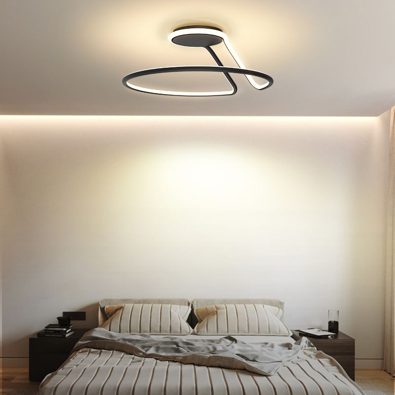 Line Shape LED Ceiling Lamp Modern Iron 1 Light Flush Mount for Bedroom