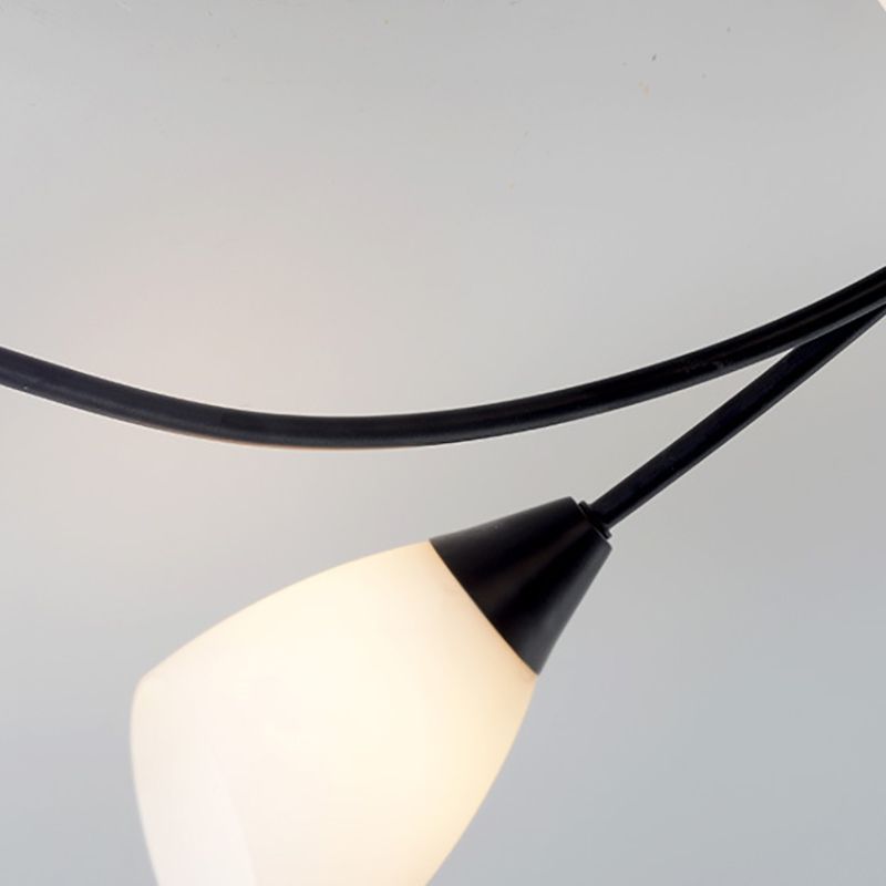 Black Semi Flush Mount Light Simple Glass Shaded Ceiling Mounted Light