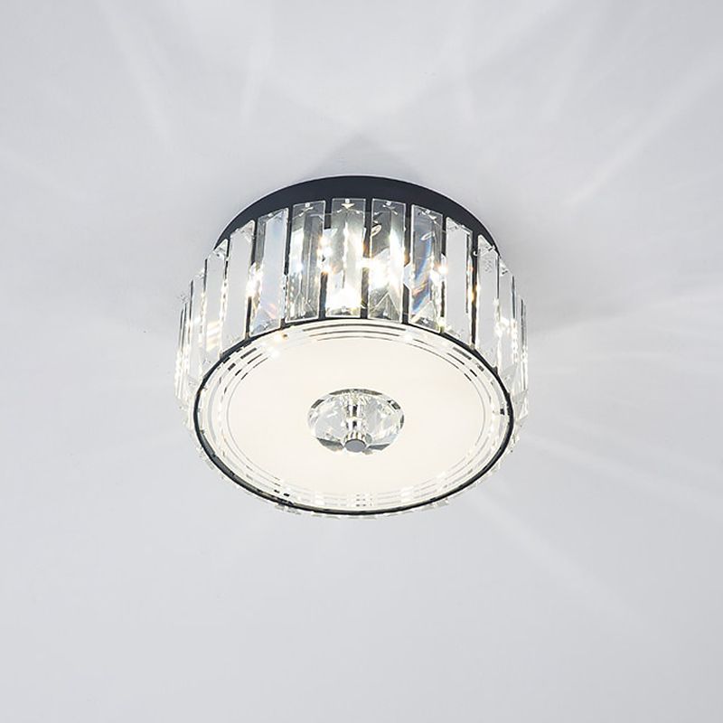 Simple Style Cylinder Ceiling Flush Mount Clear Rectangle-Cut Crystal LED Balcony Flush Lighting