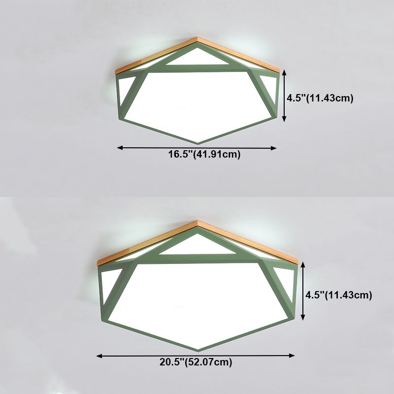 Plafonnier Hexagonal à 1 lumière, éclairage de plafond moderne en métal de Style Macaron pour chambre à coucher