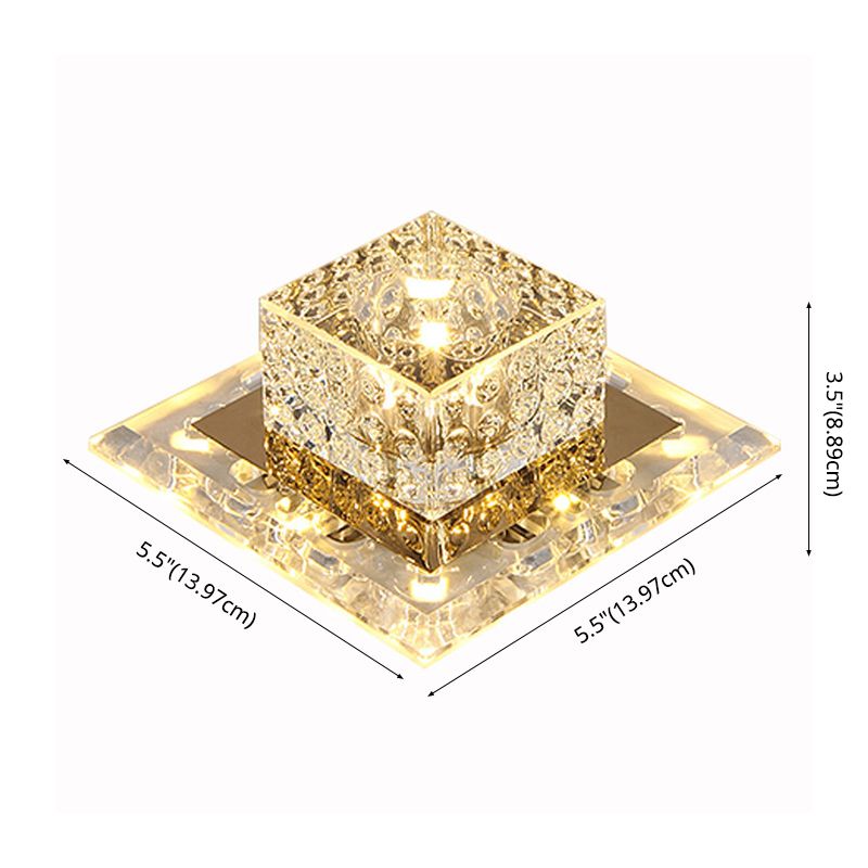 Square Led Flush Mount Ceiling Light Modern Luxury Style Crystal Flush Light for Corridor
